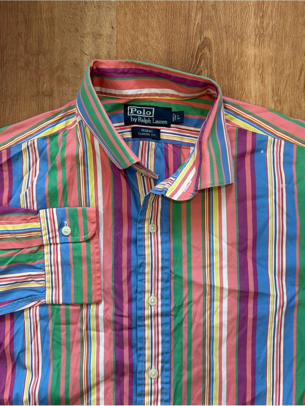 Polo Ralph Lauren Regent Classic Fit Shirt Mens L Colorful Button Up Long Sleeve